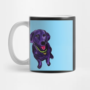 Black Lab over Blue Mug